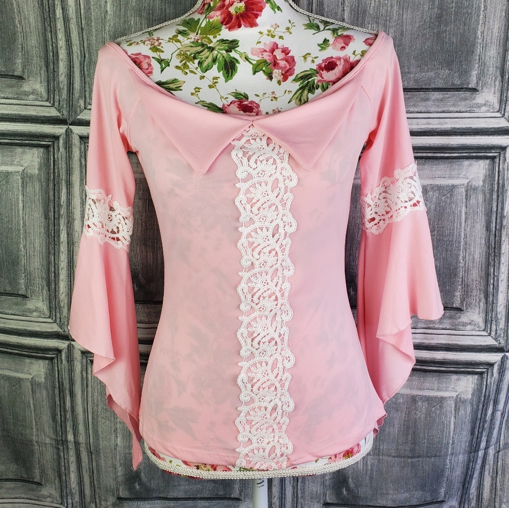 Cheeky baby pink off shoulder top (L)